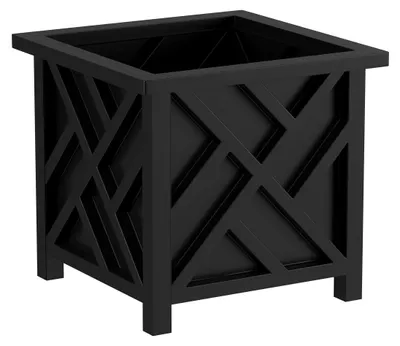 Image de Omgoods - Jardinière carrée - Noire, avec insert pour fleurs
