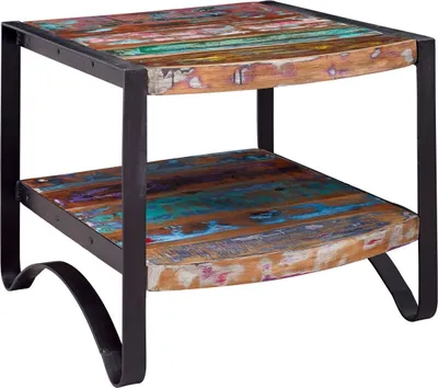 Image de MASSIVMOEBEL24 | Table d'appoint 60x60 Bois de récupération laqué Multicolore INDUSTRIAL #46