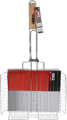 Obrázek produktu pro H&S Decoration grilovací koš s dřevěnou rukojetí 26 x 32 cm Příslušenství ke grilování