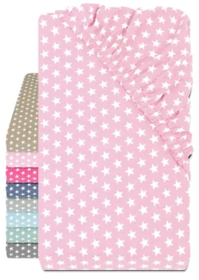 Image de Drap-housse en coton, 70 x 140-150 cm, rose, pour lit de bébé