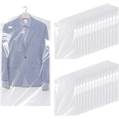 Immagine prodotto di Sacchi per abiti, 30 pezzi, trasparenti, in plastica, 60x90 cm, antipolvere, lavabili, ideali per abiti e indumenti