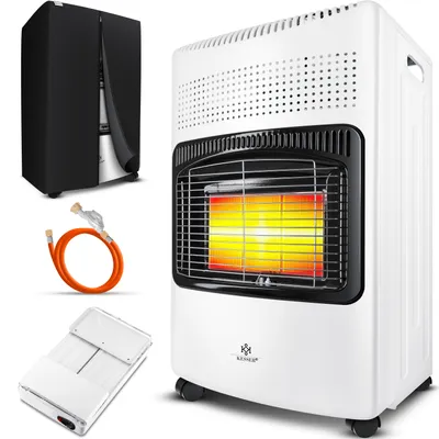 Image de Chauffage au gaz KESSER® 4200 watts à céramique, avec régulateur de pression, tuyau de gaz et housse de protection - Poêle à gaz, radiateur à gaz, brûleur infrarouge à céramique, compatible avec des bouteilles de butane ou de propane jusqu'à 15 kg