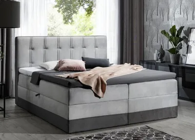 Obrázok produktu pre Čalúnená posteľ boxspring 200x200 MARYLIN - sivá + topper ZDARMA