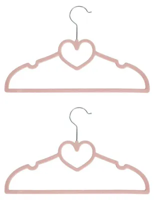 Produktbild von Ostaria Kleiderbugel Herzform - 2x - rosa - Samt - 33 cm
