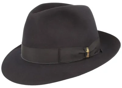 Borsalino klassischer Biber-Haarfilzhut Fedora in blau