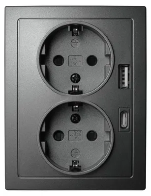 Produktbild von Schutzkontakt-Steckdose McPower Flair 2-fach 250V/16A USB-A+C PD20W anthrazit