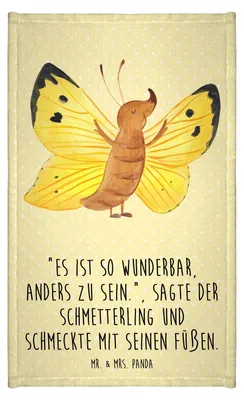 Produktbild von Mr. & Mrs. Panda Handtuch Schmetterling Zitronenfalter - Gelb Pastell - Geschenk, Schmetterlinge, Klein, Anders, Lustige Sprüche, Fakt, Gästehandtuch 30x50, Liebe