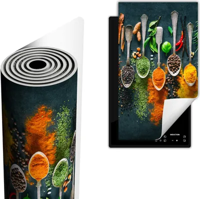 Produktbild von Herdabdeckplatte abdeckung Glaskeramikkochfeld abdeckplatte 30x52 cm Anti Rutsch Matte Aufrollbar, Gewürze Löffel