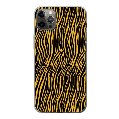 Produktbild von MuchoWow® Handyhülle Schutzhülle Hülle für iPhone 13 Pro Max Tigerdruck - Schwarz - Orange Silikon Softcase Handy Hülle - Mobiltelefon