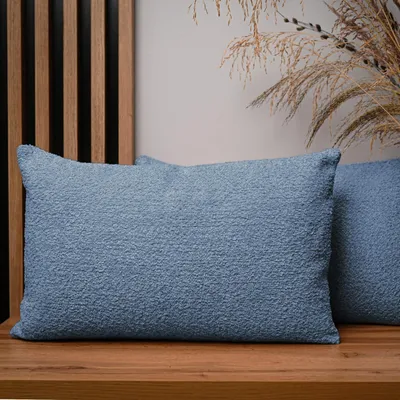 Produktbild von MG Design 2er Set Kissenbezüge 40 x 60 cm in Blau - mit Reißverschluss, fein gewebt mit Chenille-Haptik, pflegeleich