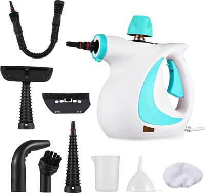 Obrázek produktu pro Ruční parní čistič, 1050 W, vysokotlaký parní čisticí přístroj s 9 příslušenstvími, přenosný multifunkční parní hrnec pro kuchyň, pohovku, koupelnu, okna automobilů