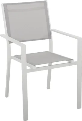 Produktbild von Gartenstuhl TONDERN mit Armlehnen, Aluminiumgestell pulverbeschichtet, Polyesterbezug weiß matt/hellgrau