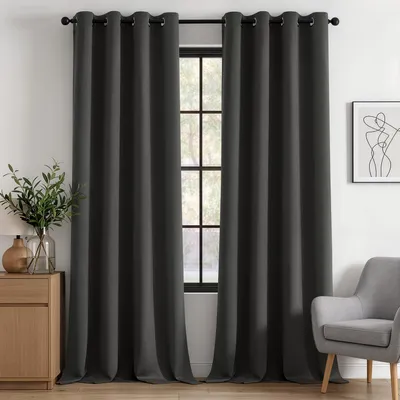 Verdunkelungsvorhang 2er-Set 140x225 cm Grau mit Ösen