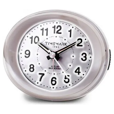 Obrázek produktu pro Analogový budík s časovou značkou bílý tichý led světlo snooze noční režim 9 x 9 x 9 x 5,5 cm (9 x 9 x 9 x 5,5 cm)