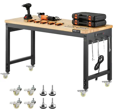 Produktbild von VEVOR Höhenverstellbarer Arbeitstisch 121,9 cm L x 50,8 cm B Arbeitstisch mit Steckdose, 48x24 Zoll