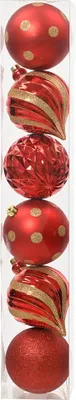 Produktbild von Weihnachtskugeln Kunststoff 15cm 6er Set Glanz Glitzer Rot Gold
