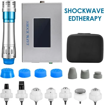 Produktbild von Stoßwellentherapie Gerät - ESWT Massagegerät - Elektromagnetisch - Extrakorporal - Muskelschmerzlinderung - ED-Behandlung - 7 Weiche Massageköpfe - Silber