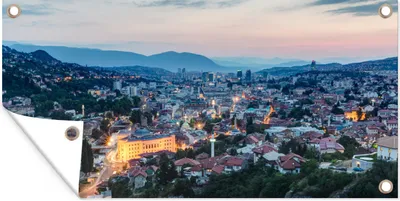 Produktbild von MuchoWow® 160x80 cm Outdoor-Poster Gartendeko Sichtschutz Garten Poster für den Garten  Stadtbild von Sarajevo in Bosnien und Herzegowina