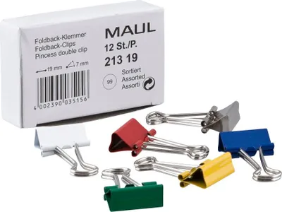 Zdjęcie produktu dla MAUL Zaciski typu foldback Stal sprężynowa Metal 12 sztuk 19 mm czerwone