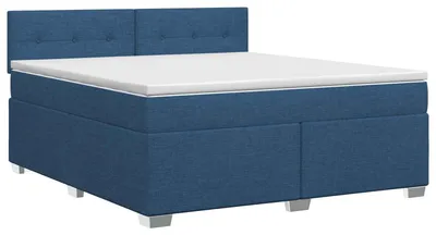 Produktbild von vidaXL Boxspringbett mit Matratze mit Kopfteil Blau 140 x 200 cm Stoff