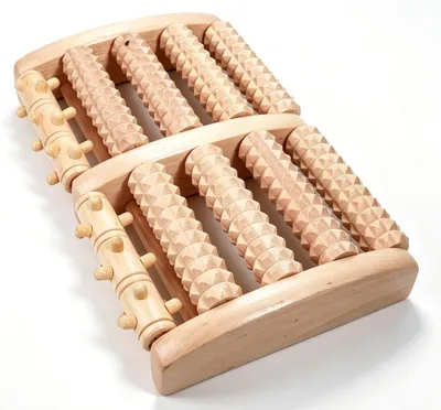 Produktbild von Fußmassagegerät aus Holz: Fußroller mit 48 Reflexzonenpunkten und 4 Triggerzonen, ergonomischer Fußroller zur Entspannung
