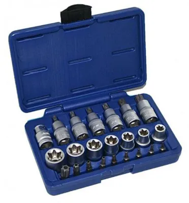 Image de Jeu de douilles, clés et embouts E-Torx, 1/2'', 23 pièces