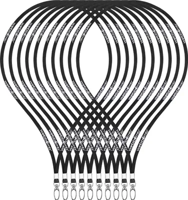 Produktbild von 10 unbedruckte Schlüsselbänder WEBBOMB Lanyard Schwarz edel glänzend 1cm breit Umhängeband für Ausweis Kartenhalter Schutzhüllen Schlüsselband