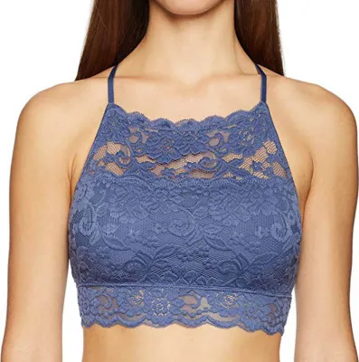 Produktbild von Sommer Stickerei Blume Spitze Tube Top Neckholder Rückenfrei Bandeau BH Atmungsaktiv Perspektive Dünne Frauen y Unterwäsche