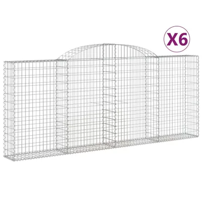 Produktbild von Gabionen mit Hochbogen 6 Stk. 300x30x120/140cm Verzinktes Eisen