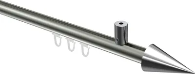 Produktbild von Interdeco Innenlaufstange / Gardinenstange mit Innenlauf Edelstahl-Optik / Chrom, Typ Sonius Savio (Kegel) Deckenmontage, 20 mm Ø 1-läufig, 120 cm
