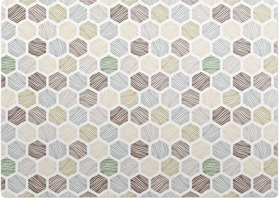 Produktbild von Sechsecke Mit Streifen – Bodenschutzmatte – Rutschfest – Schutzmatte für Büro – Vinylmatte – Stuhlunterlage  – 140 x 100 cm