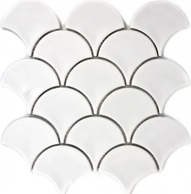 Produktbild von Mosaik Fliese Keramik Fächer weiß glänzend Fliese WC Badfliese MOS13-FS01