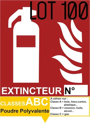 Produktbild von Set mit 100 ABC-Warnzeichen für Feuerlöscher wasserfest 150x200 mm