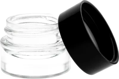 Produktbild von Tiegel, Glasbehälter, 5 ml, farblos, mit schwarzem PP-Deckel x5