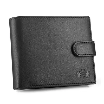 Produktbild von Zagatto Schwarz Horizontale Herren-Geldbörse aus Leder Druckknopf ZG-N992L-F2 RFID SCHUTZ Kartenschutz Sicher Münzfach Qualität Ledergeldbörse Portemonnaies