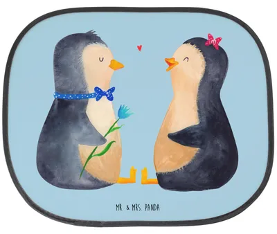 Produktbild von Mr. & Mrs. Panda Sonnenschutz Auto Pinguin Pärchen - Eisblau - Geschenk, Autoscheiben, pkw, Seitenscheibe, glücklich, hitzeschutz, Verknallt, Pinguine, Liebe