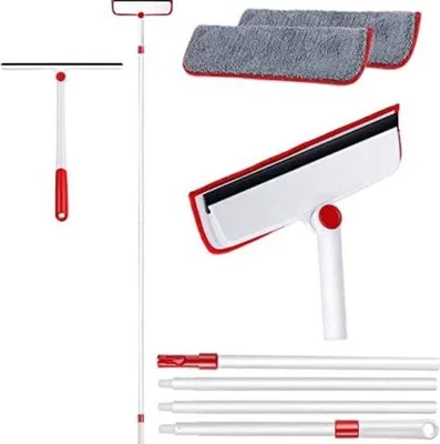 Obrázok produktu pre Sada 2 čističov okien, teleskopická tyč 180 cm, otočná, na vnútorné aj vonkajšie použitie