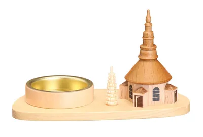 Produktbild von Teelichthalter Kirche natur BxHxT 16x7x5,5cm NEU