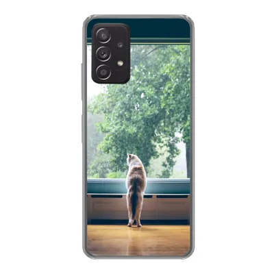 Produktbild von MuchoWow® Handyhülle Schutzhülle Hülle für Samsung galaxy a73 Katze - Fenster - Pflanzen Silikon Softcase Handy Hülle - Handyhülle