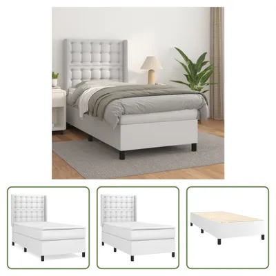 Produktbild von The Living Store Boxspringbett mit Matratze Weiß 90x200 cm Kunstleder
