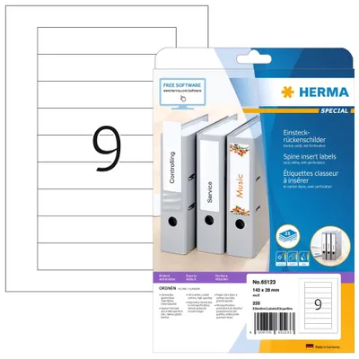 Obrázok produktu pre HERMA 65123, Biela, Zložka, Obdĺžnik, A4, 25 listy, Kartón