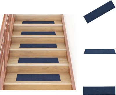 Zdjęcie produktu dla vidaXL Samoprzylepne maty na schody 15 szt. Prostokątne 76x20 cm Niebieskie - Maty na schody
