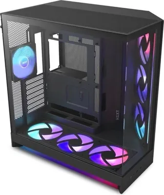 Image de Boîtier Moyen-Tour NZXT H9 Flow RGB+, Double Chambre, 3 Ventilateurs RGB, Noir