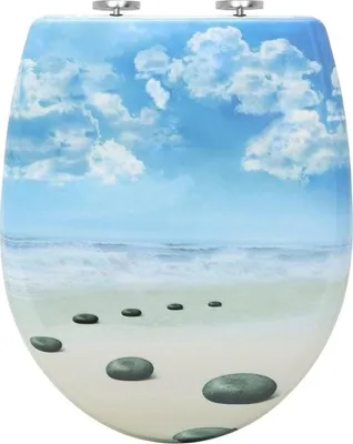 Produktbild von Antibakterieller Toilettensitz - Softclose & Print - Strand - 47,5x37 cm