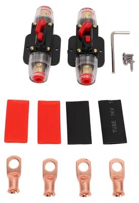 Obrázok produktu pre 12?24 V Inline istič s manuálnym resetovaním Držiak poistky Batériové svorky Tepelné zmršťovacie rúrky pre audio systém v aute alebo lodi 125 A