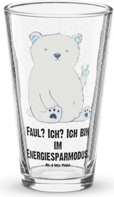 Produktbild von Mr. & Mrs. Panda Cocktailglas Eisbär Faul - Transparent - Geschenk, Arbeit, Teddy, Homeoffice, Wasserglas, Bierglas, Tumbler, Entspannen, Trinkglas, Büro, Glas, Nordpol