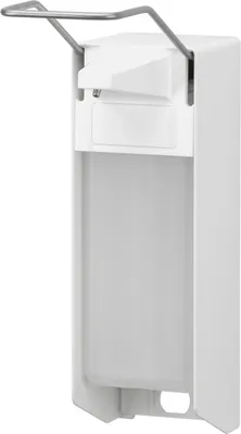 Weißer Aluminium universeller Hygienespender mit langelbiger Edelstahlpumpe mit geradem Saugrohr 1000 ml