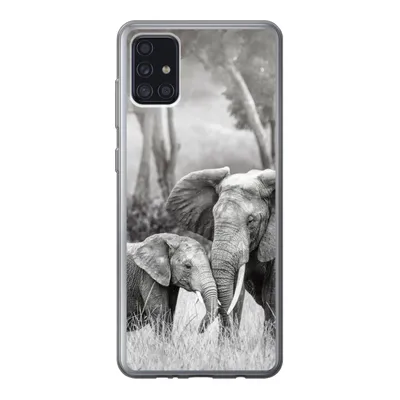 Produktbild von MuchoWow® Handyhülle Schutzhülle Hülle für Samsung Galaxy A52 5G Elefant - Tiere - Natur - Schwarz und weiß Silikon Softcase Handy Hülle - Umschlag