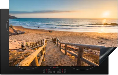 Produktbild von KitchenYeah© Herdabdeckplatte Strand - Treppe - Portugal , 83x51cm, Küche Deko, Glaskeramikkochfeld Herdabdeckung, Abdeckplatte fùr Kochfeld