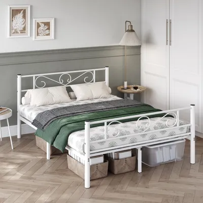 Produktbild von VASAGLE Bettgestell 140 x 190 cm, mit Kopfteil, Metallbett, Bettrahmen